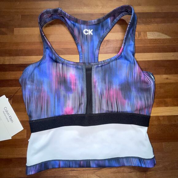 Calvin Klein Women's Low Impact Crop Top - Blur Movement Lotus XS - Picture 6 of 8